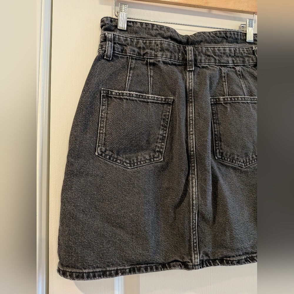 Anthropologie Pilcro Button-Front Denim Mini Skirt Black Size 6 Utility Bohemian - Picture 10 of 16